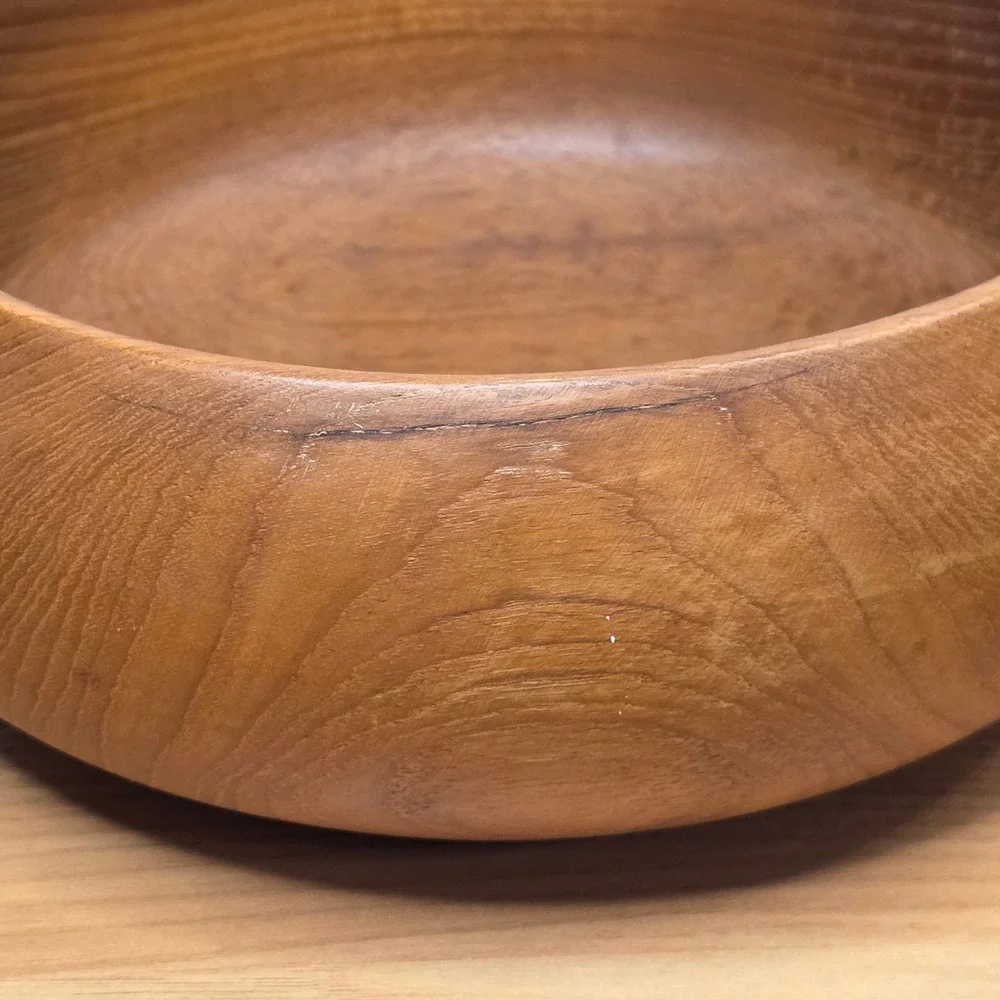 Vintage Teak Solid Wood Salad Bowl Serving Set 7pc Brown Mid Century‎ Modern